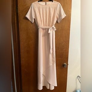 Roolee blush embroidered maxi dress - size small